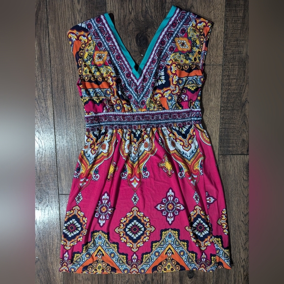 Kiara Women's Bright Colorful Paisley Bohemian Summer Beach Cover Up Size Med - Picture 12 of 16